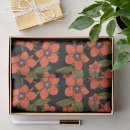 Papel De Seda Padrão de aquarela floral vermelha