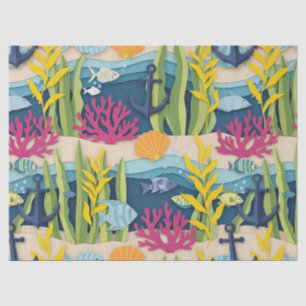 Papel De Seda Padrão de Aquarela Náutica Retro (10)