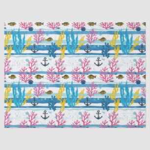 Papel De Seda Padrão de Aquarela Náutica Retro (2)