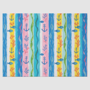 Papel De Seda Padrão de Aquarela Náutica Retro (4)