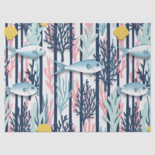Papel De Seda Padrão de Aquarela Náutica Retro (6)