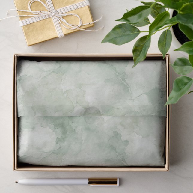 Papel De Seda Padrão de Aquarela Verde Sage (Presente)