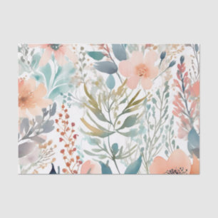 Papel De Seda Padrão de Aquarela Vintage Floral