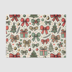 Papel De Seda Padrão de Arcos da Vintage Retro Christmas Bolinha