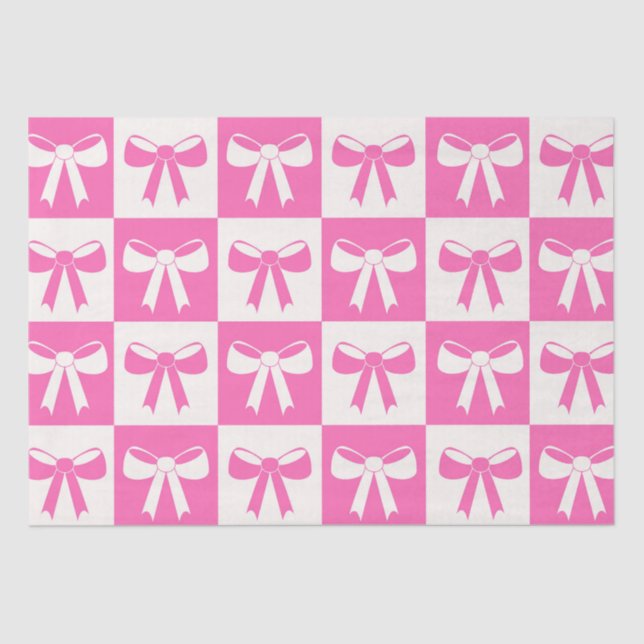 Papel De Seda Padrão de Arcos Rosa Girly Coquette Verificado (Frente )