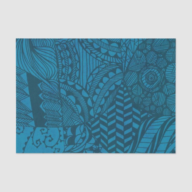 Papel De Seda Padrão de Arte Abstrata Azul (Frente )