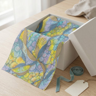 Papel De Seda Padrão de Arte Abstrata em Aquarela Pastel Zen Doo