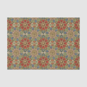 Papel De Seda Padrão de Arte Árabe Dourada Azul Vermelho