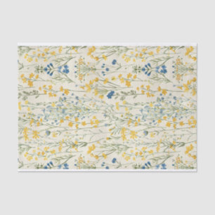 Papel De Seda Padrão de Arte da Flor Azul e Amarelo nº 1