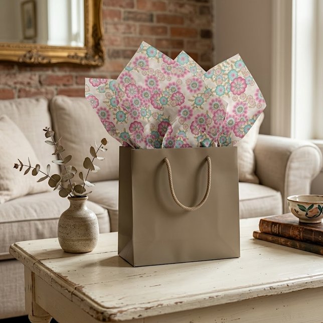 Papel De Seda Padrão de Arte de Flores Japonesas Abstrato único (Criador carregado)