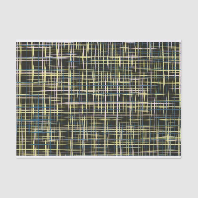 Papel De Seda Padrão de Arte de Linhas de Grade Amarelas (Frente )