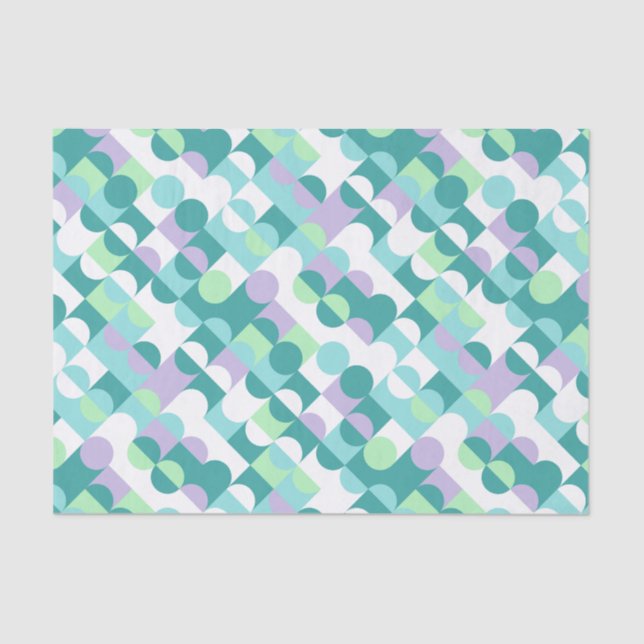 Papel De Seda Padrão de Arte dos Círculos Verdes da Casa Azul da (Frente )