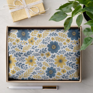Papel De Seda Padrão de Arte Floral Clássica Mediterrânica