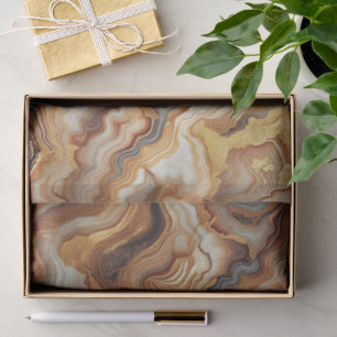 Papel De Seda Padrão de Arte Marble Dourado Castanho-Vermelho-Ca