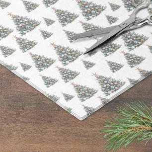 Papel De Seda Padrão de árvore de Natal com conchas de praia