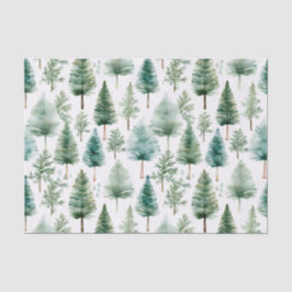 Papel De Seda Padrão de Árvore de Natal de Aquarela