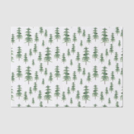 Papel De Seda Padrão de Árvore do Pinho de Aquarela