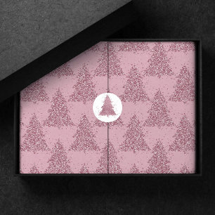 Papel De Seda Padrão de árvore elegante Dusty Mauve Rosa Natal