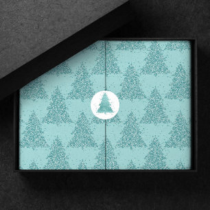 Papel De Seda Padrão de árvore elegante Natal de Luxe Aqua
