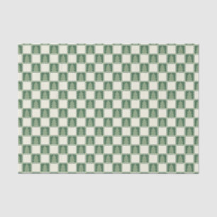 Papel De Seda Padrão de Árvore Marcada de Natal Verde Moderno
