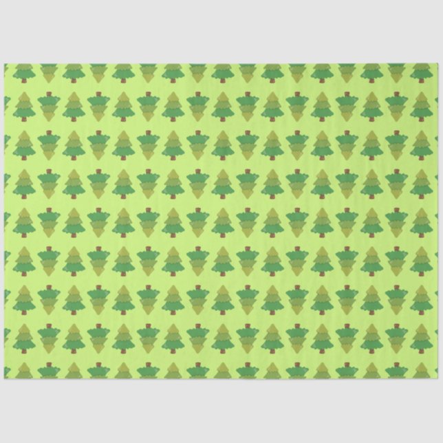 Papel De Seda Padrão de Árvores em Verde (Frente )