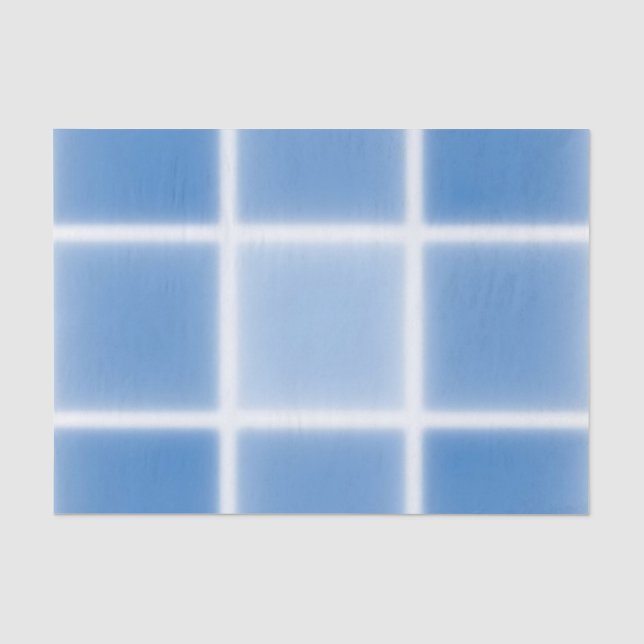 Papel De Seda Padrão de Azulejo em Grade Azul Suave (Frente )