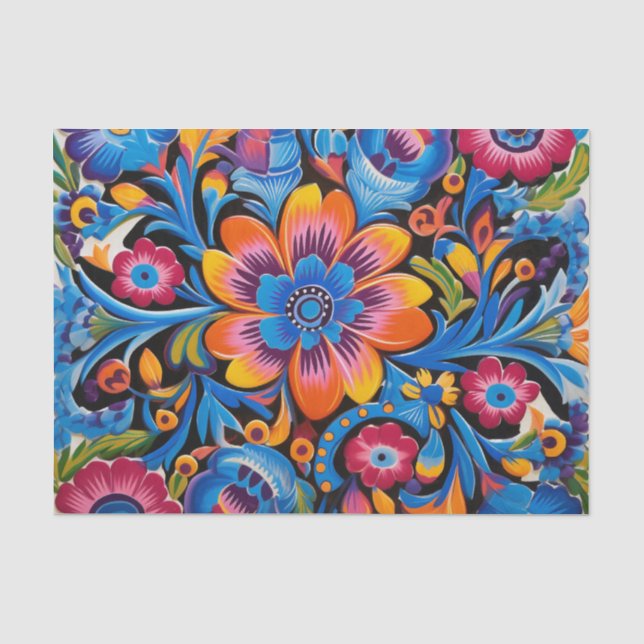 Papel De Seda Padrão de azulejo mexicano giro (Frente )