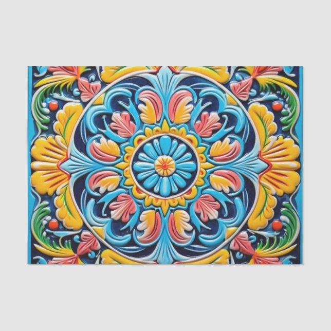 Papel De Seda Padrão de azulejo mexicano giro (Frente )