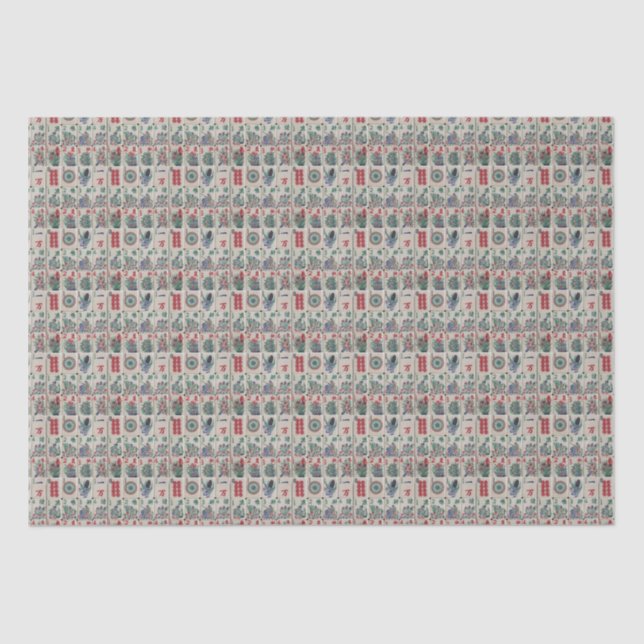 Papel De Seda Padrão de Azulejos Mahjong (Frente )