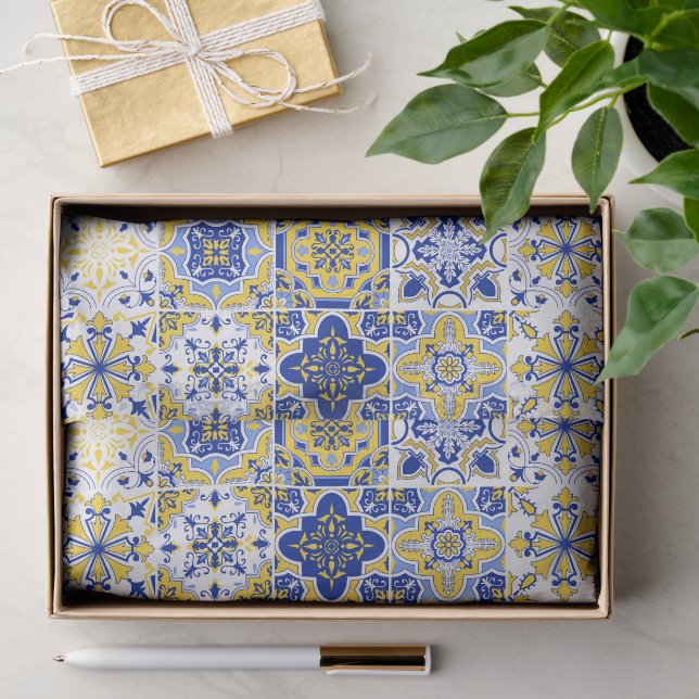 Papel De Seda Padrão de Azulejos Portugueses  (Presente)