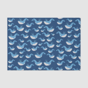Papel De Seda Padrão de Baleia do Oceano Azul Profundo
