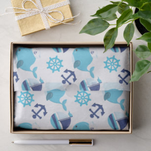 Papel De Seda Padrão De Baleias, Baleias Cutas, Baleias Azuis