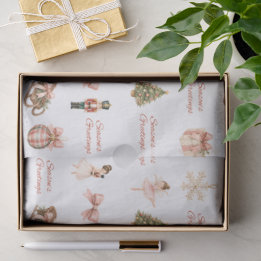Papel De Seda Padrão de Ballet de Nozinhos com Aquarela Rosa