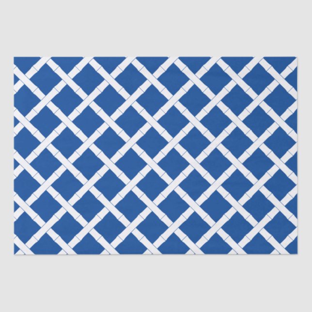 Papel De Seda Padrão De Bambu Branco E Azul (Frente )