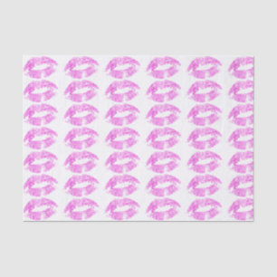 Papel De Seda Padrão de Beijo de Lábios Rosa Quente