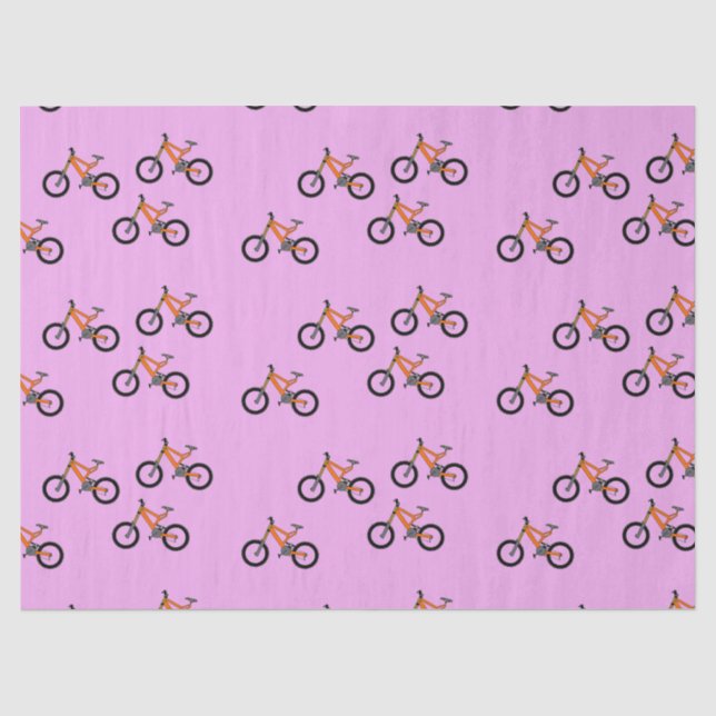 Papel De Seda Padrão de bicicletas a rosa (Frente )