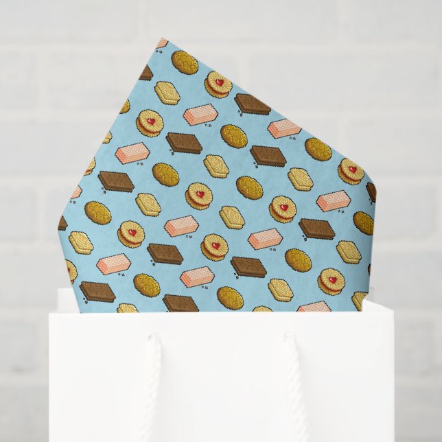Papel De Seda Padrão de Biscoito de Biscoito de Arte Pixel (Sacola de presentes)