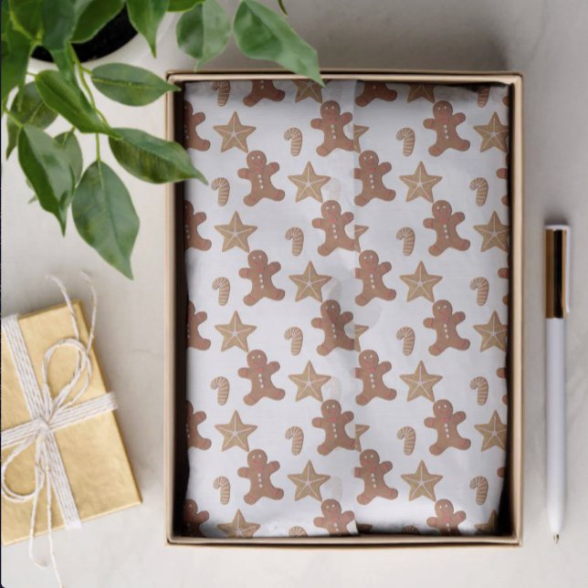 Papel De Seda Padrão de Biscoito de Natal de Gengibre (Christmas cookie tissue paper in box)