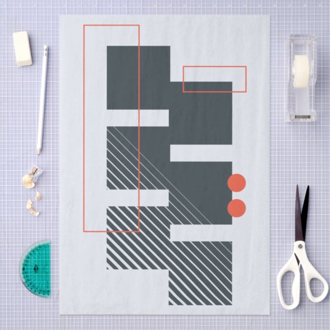 Papel De Seda Padrão de Bloco Geométrico Abstrato (Arte )