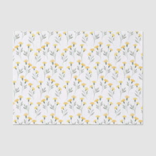 Papel De Seda Padrão de Blooms Florais de Cor Amarela Elegante