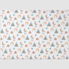 Papel De Seda Padrão de Boho Bonito em Branco