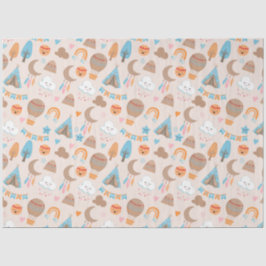 Papel De Seda Padrão de Boho Bonito em Castanho