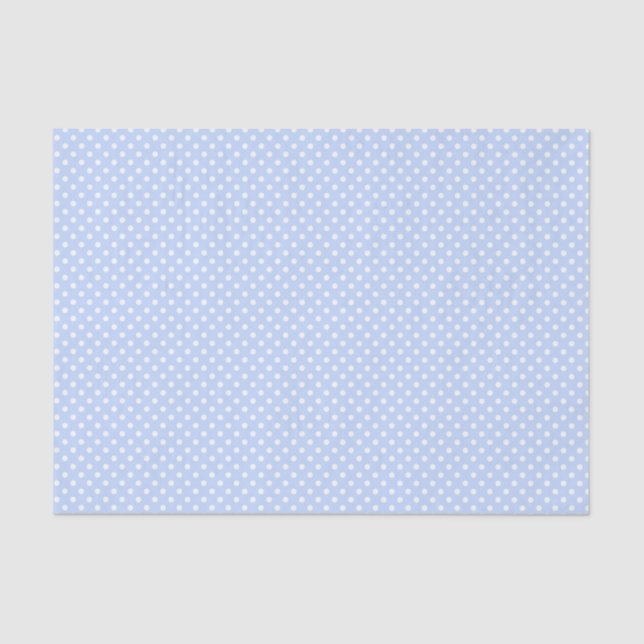 Papel De Seda Padrão de Bolinhas Azul e Branco pálido (Frente )
