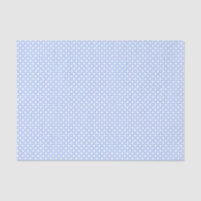 Papel De Seda Padrão de bolinhas brancas e azul claro (Frente )