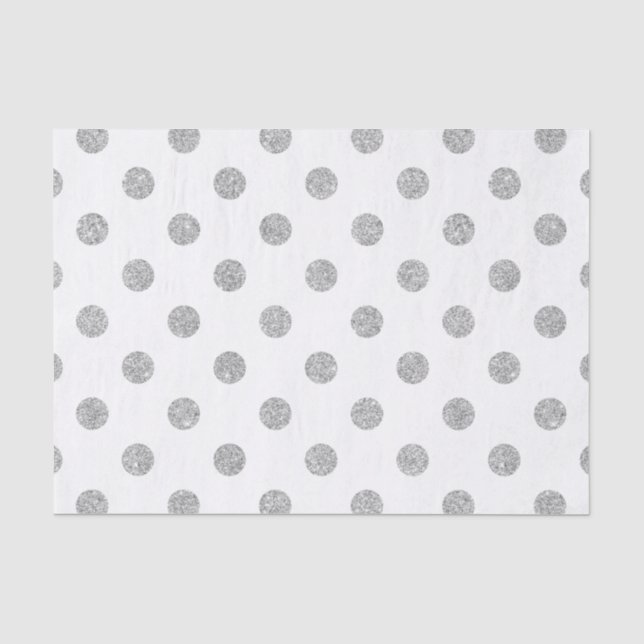 Papel De Seda Padrão de Bolinhas de brilho do Elegante Silver (Frente )