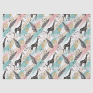 Papel De Seda Padrão de Bolinhas de Girafa Whimsical - Pastel