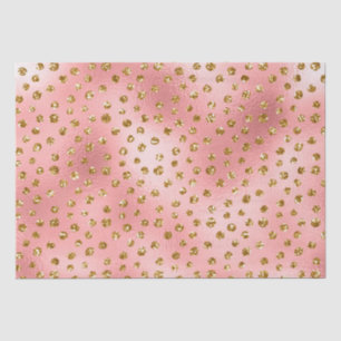 Papel De Seda Padrão de Bolinhas Glam Brilho Rosa e Dourado