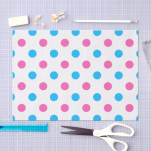 Papel De Seda Padrão de bolinhas rosa pastel e azul