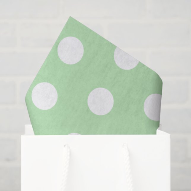 Papel De Seda Padrão de Bolinhas verde e branco (Sacola de presentes)
