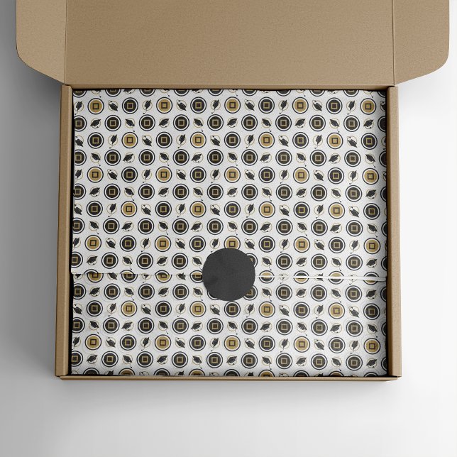 Papel De Seda Padrão de Boné de formatura preto e Dourado (Criador carregado)